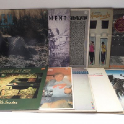 Two bags containing 21 punk, post punk and alternative LPs by various artists including X Ray Spex, Kate Bush, REM and others.