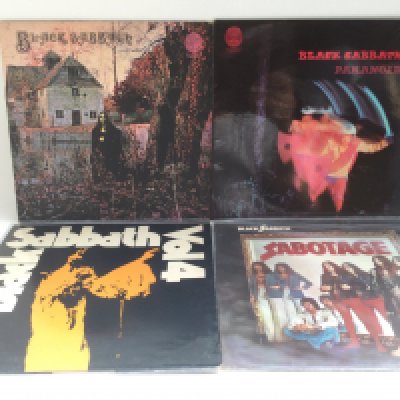 Four Black Sabbath LPs comprising the self title debut, 'Paranoid', 'Vol 4' and 'Sabotage'. Includes some first pressings.