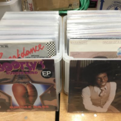 Two boxes of soul, funk and disco LPs by various artists including Sly & The Family Stone, Marvin Gaye, Millie Jackson and many more.