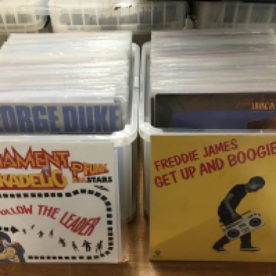 Two boxes of soul, funk and disco 12" singles by various artists including Funkadelic, George Duke, Bobby Womack and many more.