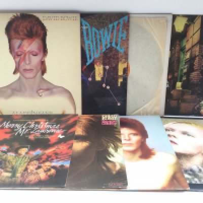 Eight David Bowie LPs comprising 'Aladdin Sane', 'Hunky Dory', 'Ziggy Stardust' and others.