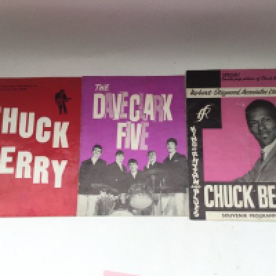 Three 1960s music programs comprising two for Chuck Berry shows in the UK, one being signed by several stars on the bill including Eric Burdon of The Animals, King Size Taylor, The Nashville Teens and others plus a Dave Clark Five show program.