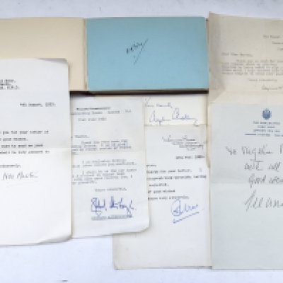 A collection of autographs, both loose and in an autograph booklet. Names include Richard Attenborough, AA Milne, John Gielgud, Ivor Novello, Gracie Fields and others. Also includes a collection of theatre programmes.