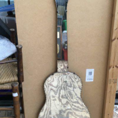 A guitar shaped mirror, approx height 101cm.