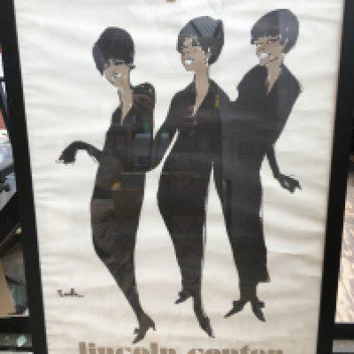 A framed and glazed Supremes poster advertising an appearance at the Philharmonic Hall, Lincoln on Friday, 15th October 1965, approx 69.5cm x 102.5cm.