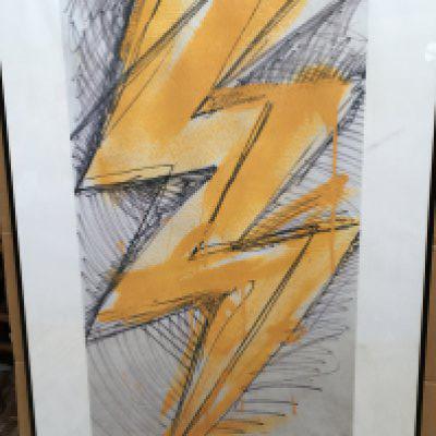 A framed and glazed limited edition, signed and hand numbered Graham Coxon lithographic print titled 'Scream Thy Last Scream', 17/300, approx 70cm x 101cm.