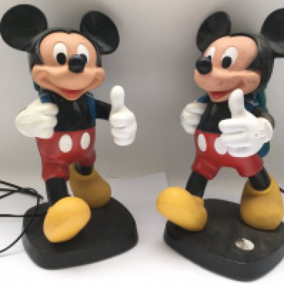 Two vintage Mickey Mouse landline telephones, approx height 36cm.