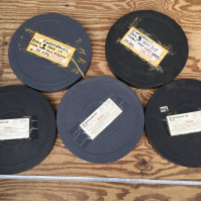 Eurythmics / Annie Lennox interest. Three 35mm film reels in cans of live footage plus two audio reels dated 29/0587. Untested.