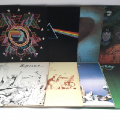 Fifteen prog rock LPs by various artists including Hawkwind, Pink Floyd, King Crimson and others.