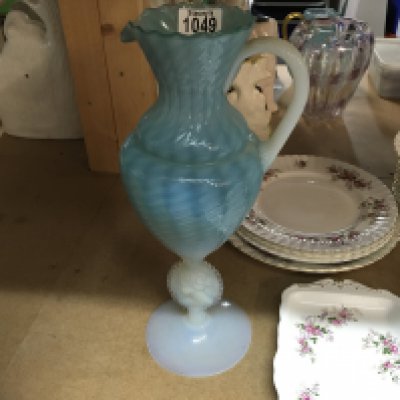 A murano Opaline glass jug with classical influences.