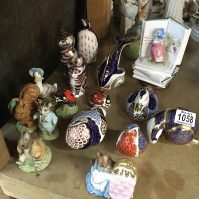 A Collection of ceramics including Royal Crown Derby weights and Beswick figures.