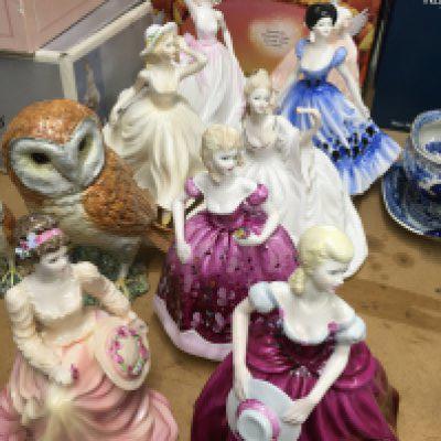A Collection of Coalport figures and two Beswick owls .
