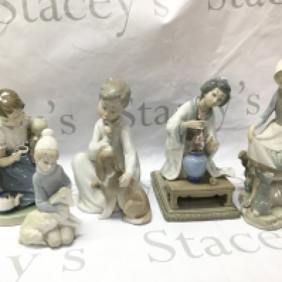 Five Lladro porcelain figures , this lot cannot be posted