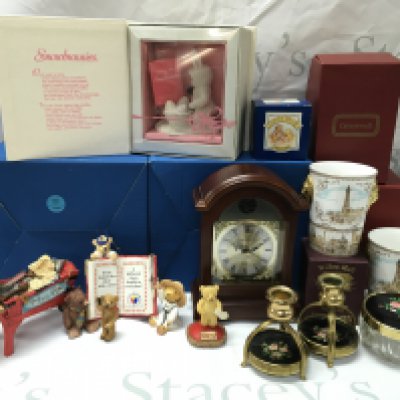 A Collection of boxed Peter Fagan bears , Caverswall Standerwicks cups, Ryals silver plate set. This lot cannot be posted . No reserve