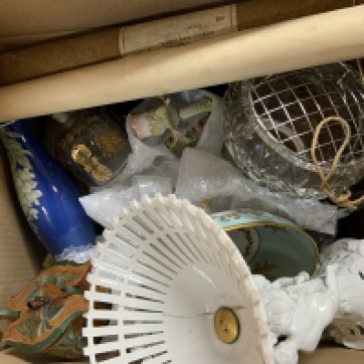 A mixed box of ceramics and glassware etc.