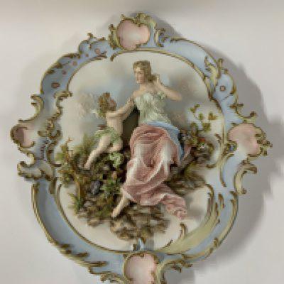 A large bisque porcelain wall plaque. 36cm x 30cm