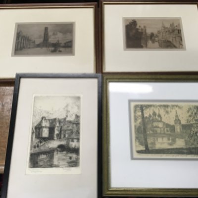 A Collection of framed black and white engravings . Can be posted without frames postage cat B
