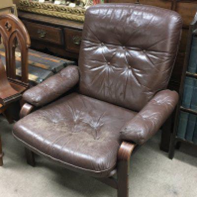 A teak and leather Ulferts Swedish armchair
