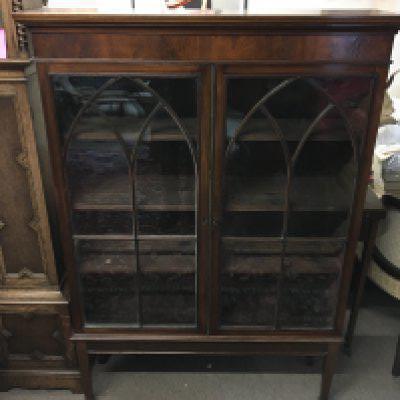 A mahogany display cabinet, dimensions 100cm wide 142cm tall 28cm deep