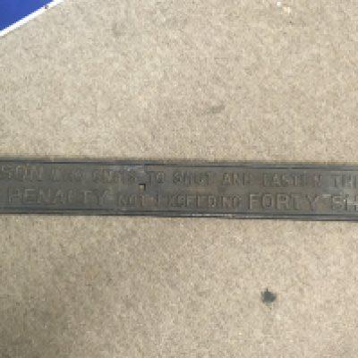 A cast iron penalty railway sign 106cm x 9 cm . NO RESERVE