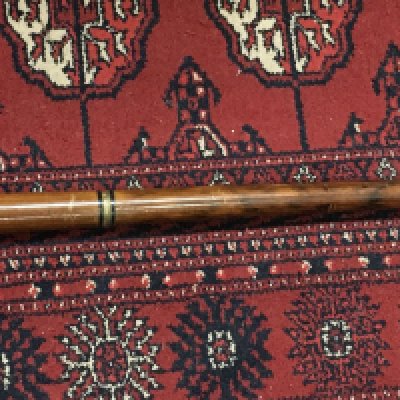 Walking stick with a glass vessel concealed within handle, 88cm long. NO RESERVE