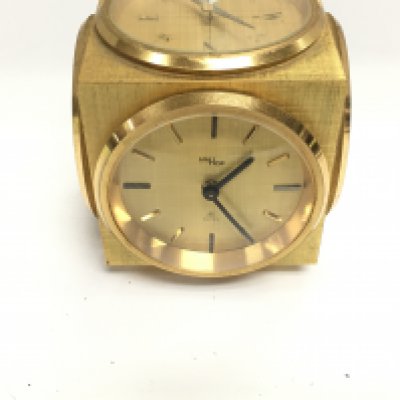 A 1970s IMHOF desk clock and barometer.