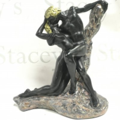 A black Austin Sculpture of lovers, Eternal Springtime . 11 inches tall. Postage category B