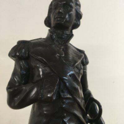 A bronzed figure of Nelson on A marble base .44 cm