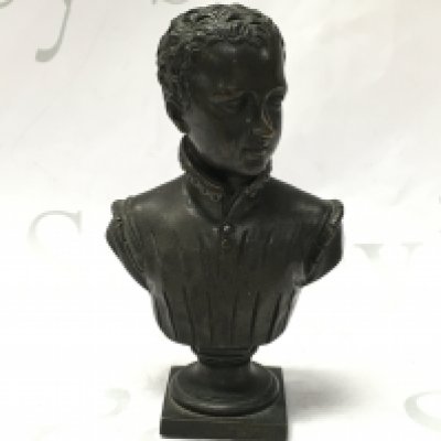 A bronze bust of young Henry IV of France . 15cm tall. Postage category A