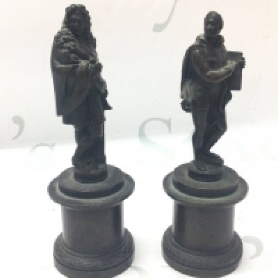 Two small 19th century bronze figures on pedestals . 14cm tall total height. Postage category a