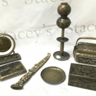 Bronze letter opener , bronze dragon handwarmer with six character mark at base Etc. Postage category B