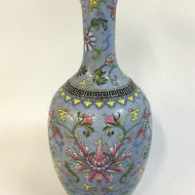 A Chinese Cantonese Turquoise vase with a four character mark at base. 21cm tall.