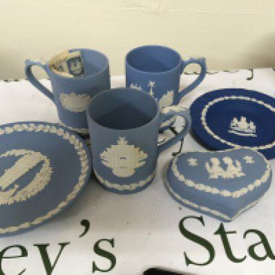 A box containing Wedgwood Jasperware some in original boxes.