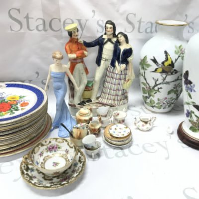 A collection of ceramics including Staffordshire The Rescue figure group, Doulton Diana figure, Royal horticultural society 1983 Chelsea flower show plates, Franklin John Wilkinson vases . This lot cannot be posted