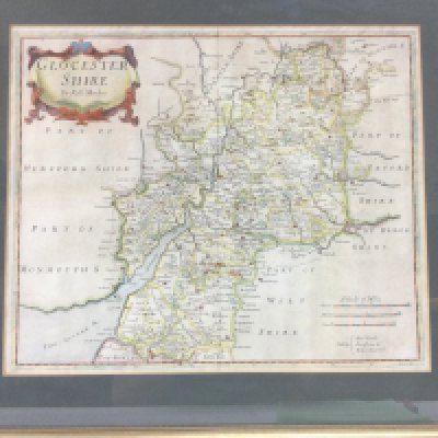A framed and glazed Robert Morden map of Gloucestershire, approx 55cm x 49cm including frame. Shipping category D.- NO RESERVE