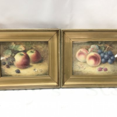 A pair of small still life gilt framed warercolours by Richard Sebright (1870-1951) . Frame dimensions 22x18cm. This lot cannot be posted