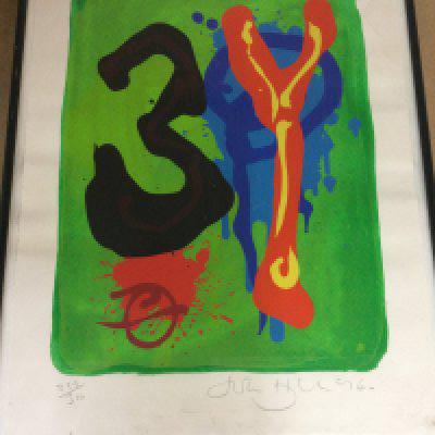 A John Hoyland signed limited Edition print Names and Voices 222/ 300 35 x 48 cm .