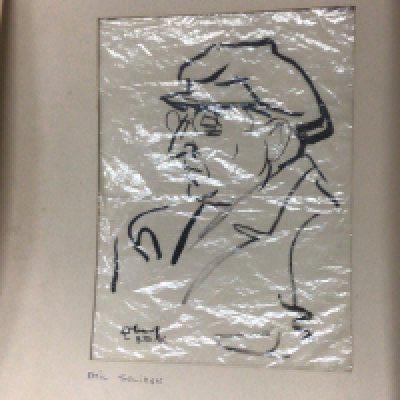 A sketch portrait of a gentleman signed and dated Emil Soliman and four exhibition quality mounted black and white photographs the mounts signed in pencil. (5)