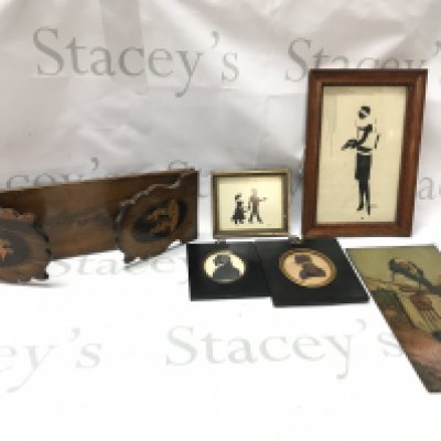 Silhouette portraits , sorrento ware and framed watercolour paintings. This lot cannot be posted