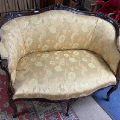 A 19thC Style French upholstered 2 seater sofa. 126cm x 76cm x 94cm.