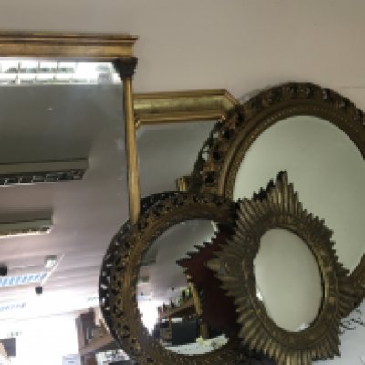 A collection of five gilt framed mirrors (5)