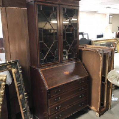 An Edwardian inlaid mahogany bookcase , 204cm tall, 92cm wide
