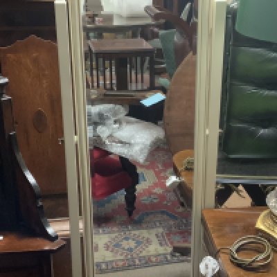 A white painted dressing mirror. 170cm