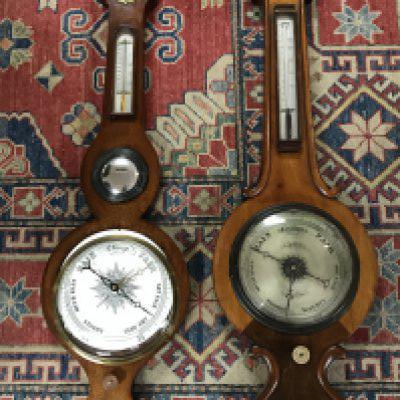 Two barometers including a 19th century mercury wheel barometer , 95cm long