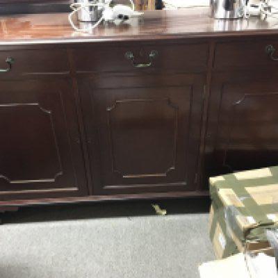 A Quality Mahogany sideboard maker Readman & Hale with three oak lined drawers above cupboards. Length 150cm. NO RESERVE