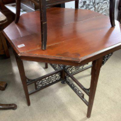 2 occasional tables. 1 octagonal side table, 1 tile topped.