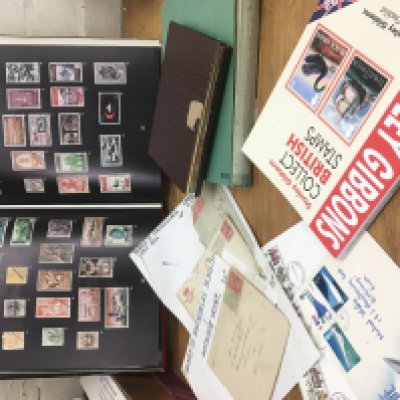 Stamp books, early 20th century letters and two albums . No reserve . Postage category B