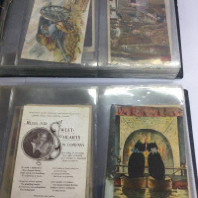 Two albums of postcards including WW1 examples. Shipping category B.