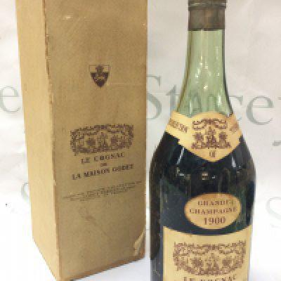 A boxed bottle of Grande Champagne 1900 Le Cognac De La Maison Godet