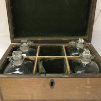 A box with glass bottles dimensions length 14cm x width 21cm x height 10cm . This lot cannot be posted- NO RESERVE